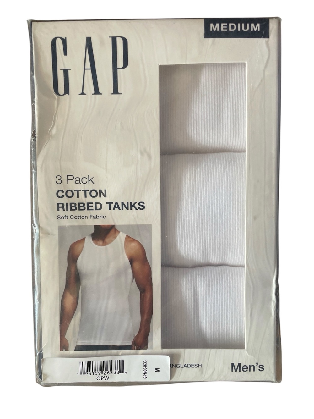 GAP White Cotton Ribbed Tank Tops - 3 Pack